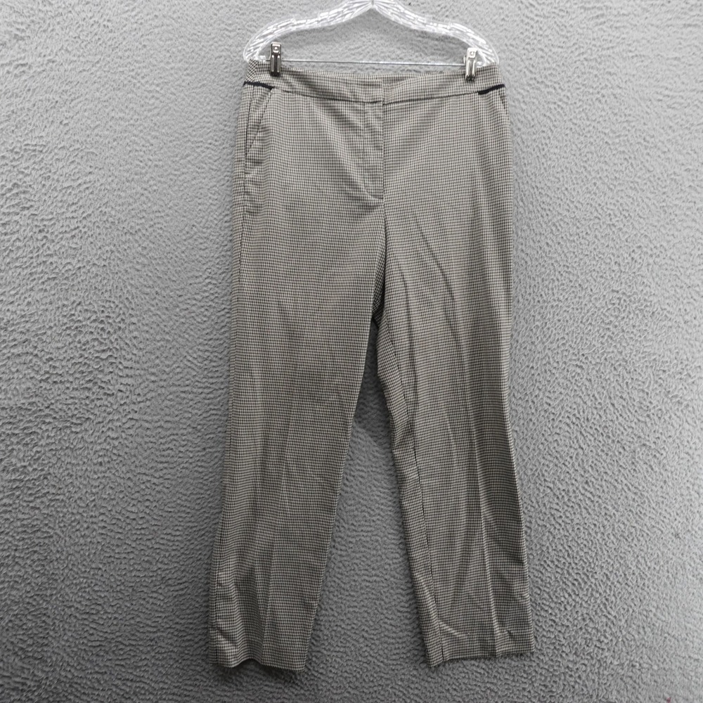 Talbots Houndstooth Check Slim Leg Pants Size 12 Black White Womens Career‎